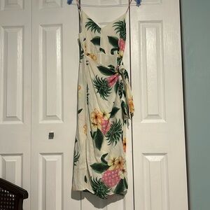 Farm Rio White Pink Pineapple wrap romper